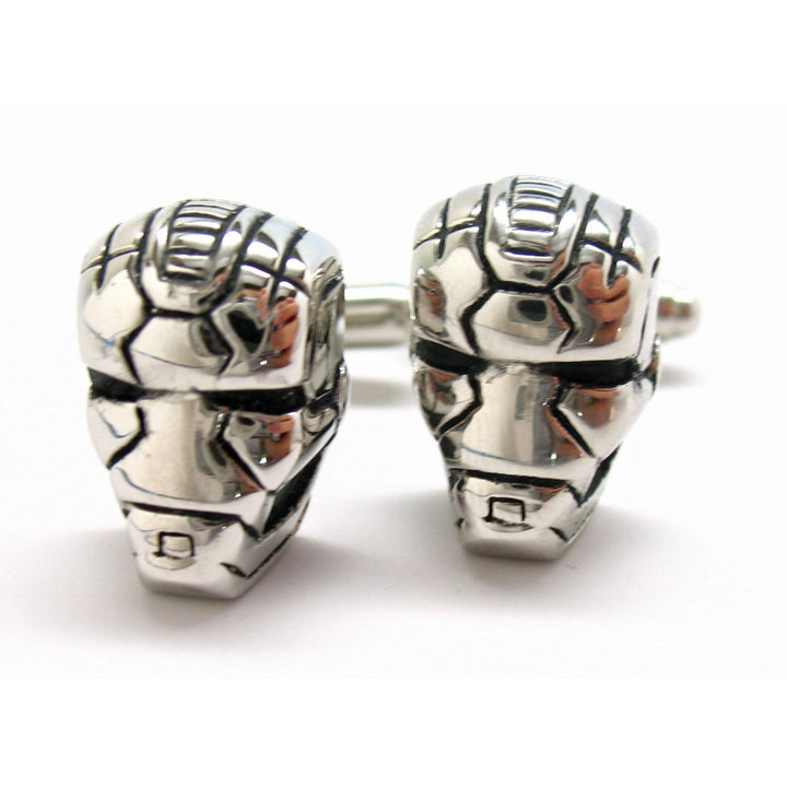 Unique Skull Cufflinks Silver Skull Ironman Cufflinks Cuff links Halloween Cuff Links Novelty Fun Part White Elephant Image 1