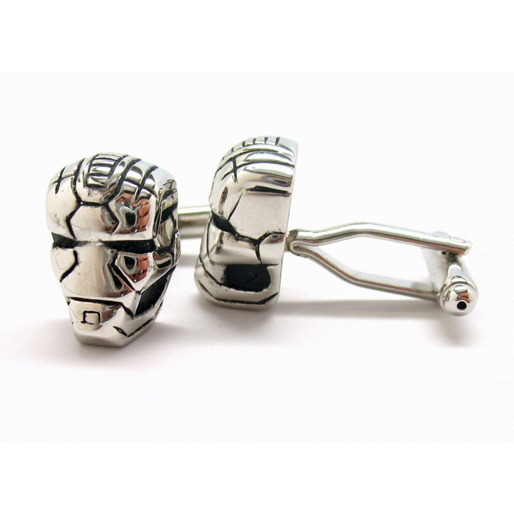 Unique Skull Cufflinks Silver Skull Ironman Cufflinks Cuff links Halloween Cuff Links Novelty Fun Part White Elephant Image 3