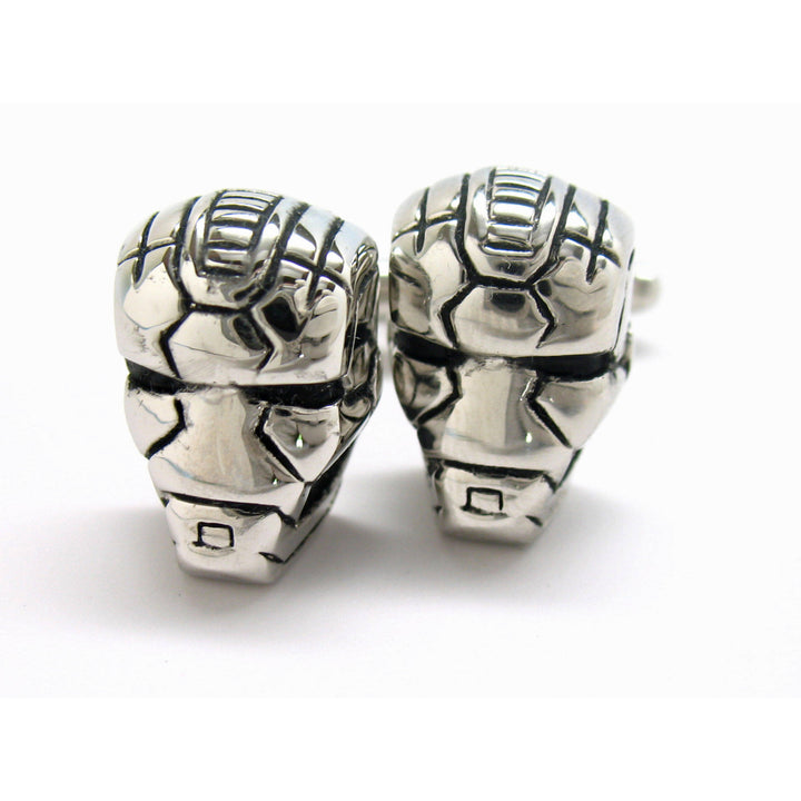 Unique Skull Cufflinks Silver Skull Ironman Cufflinks Cuff links Halloween Cuff Links Novelty Fun Part White Elephant Image 4