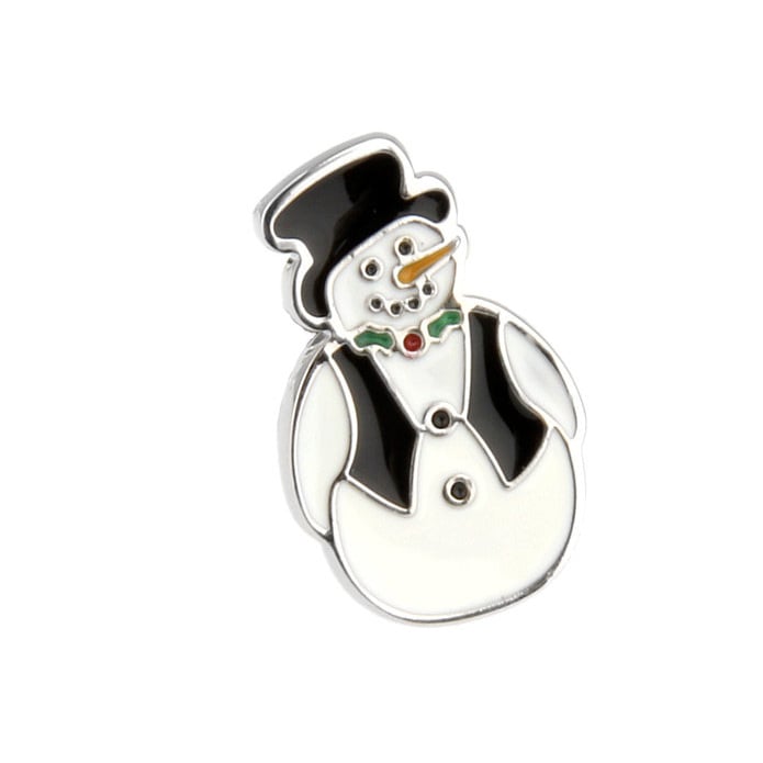 Winter Enamel Pin Snowman Lapel Pin Tie Tack Collector Pin White Black Enamel Christmas Fun Party Time Snow Man Tie Image 2