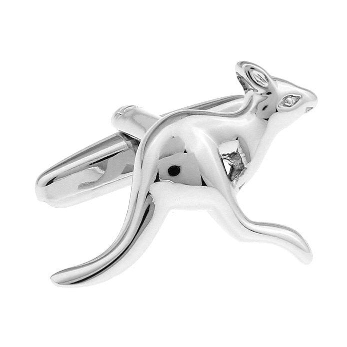 Baby Kangaroo Cufflinks Australia Cufflinks Brushed Silver Down Under Australia Cufflinks SIlver Image 1