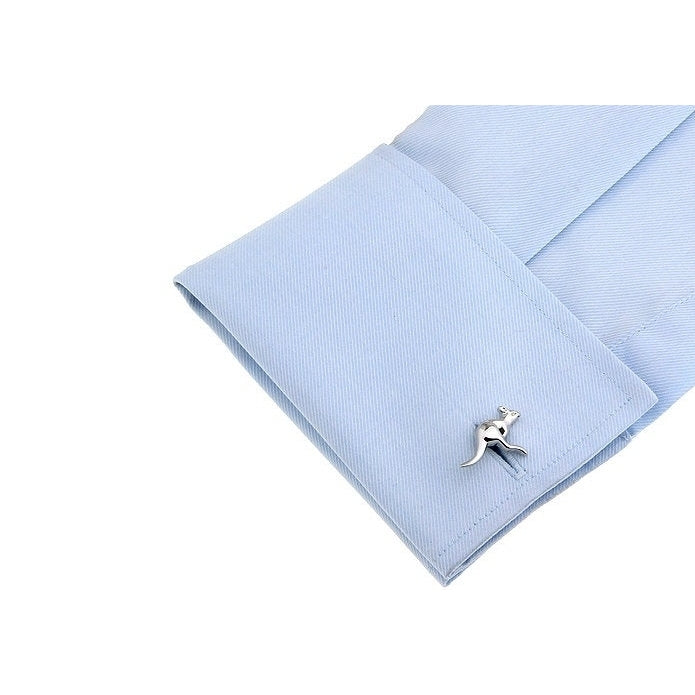 Baby Kangaroo Cufflinks Australia Cufflinks Brushed Silver Down Under Australia Cufflinks SIlver Image 3