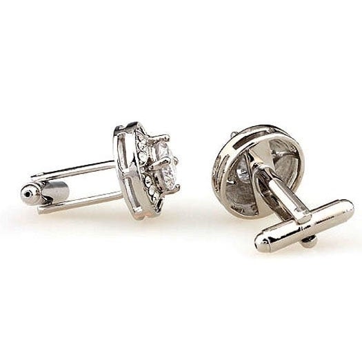 Cut Crystal four Point Mount silver Cufflinks Rhinestone Wedding Cuff Links Comes with Gift Box Image 4