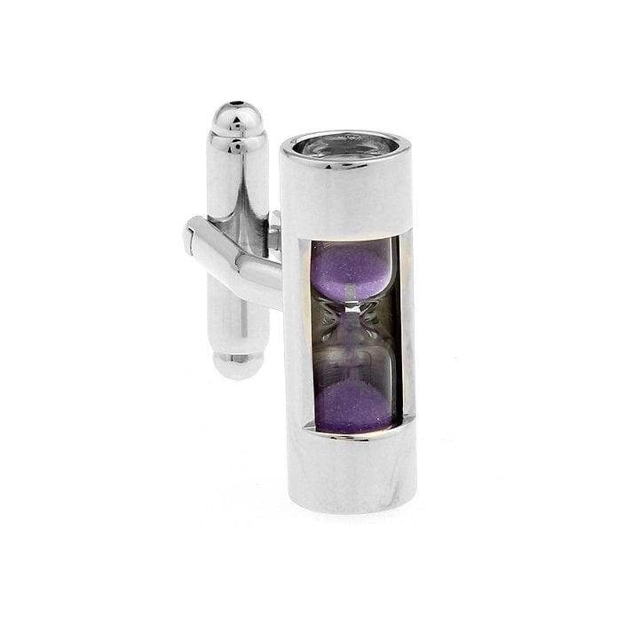 Hour Glass Cufflinks Purple Working Time Keeper Cuff Links Image 1