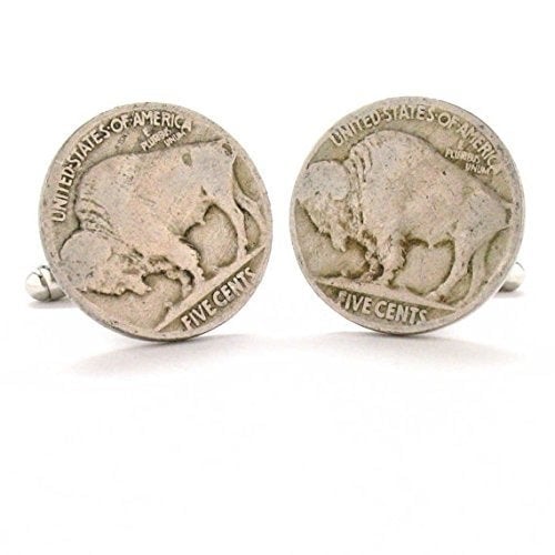 Birth Year Birth Year Buffalo Nickle Cufflinks Cuff Links Coin Wild West Cowboy Indian Image 1