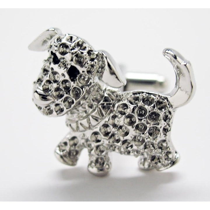 Puppy Dog with Crystals Animal Cufflinks Cuff Links Image 1