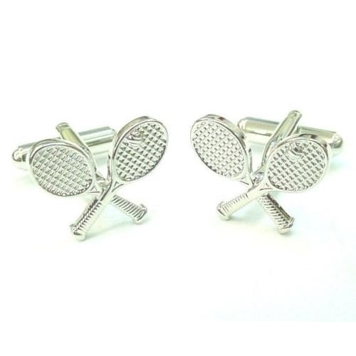 Silver Tennis Racket Cufflinks Tennis Play Cuff Links Image 1