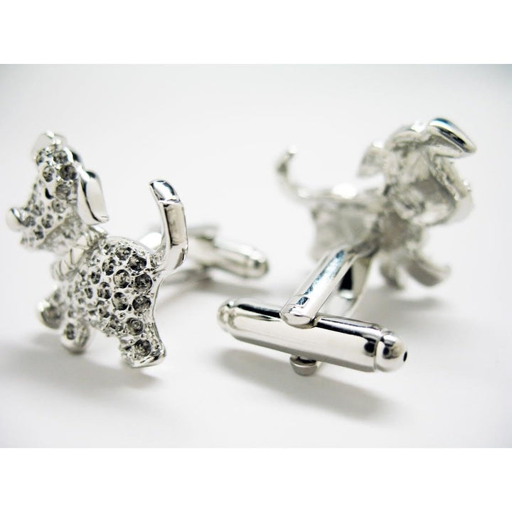 Puppy Dog with Crystals Animal Cufflinks Cuff Links Image 2