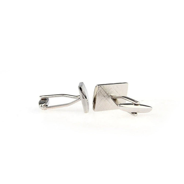 Mens Executive Cufflinks Classic Shiny Silver Repp Diagonal Stripe Rectangle Cuff Links Image 4