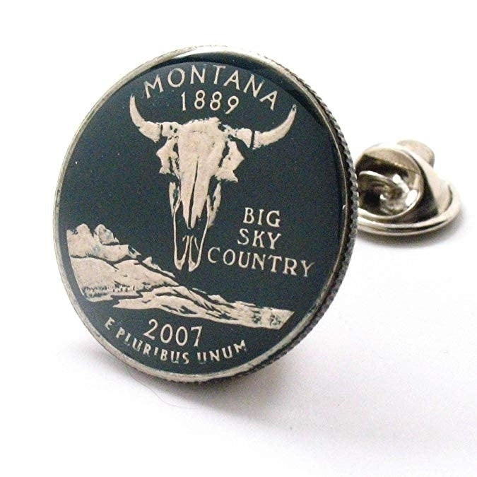 Birth Year Birth Year Enamel Pin Montana Quarter Enamel Coin Tie Tack Lapel Pin Suit Flag State Coin Jewelry Comes with Image 1