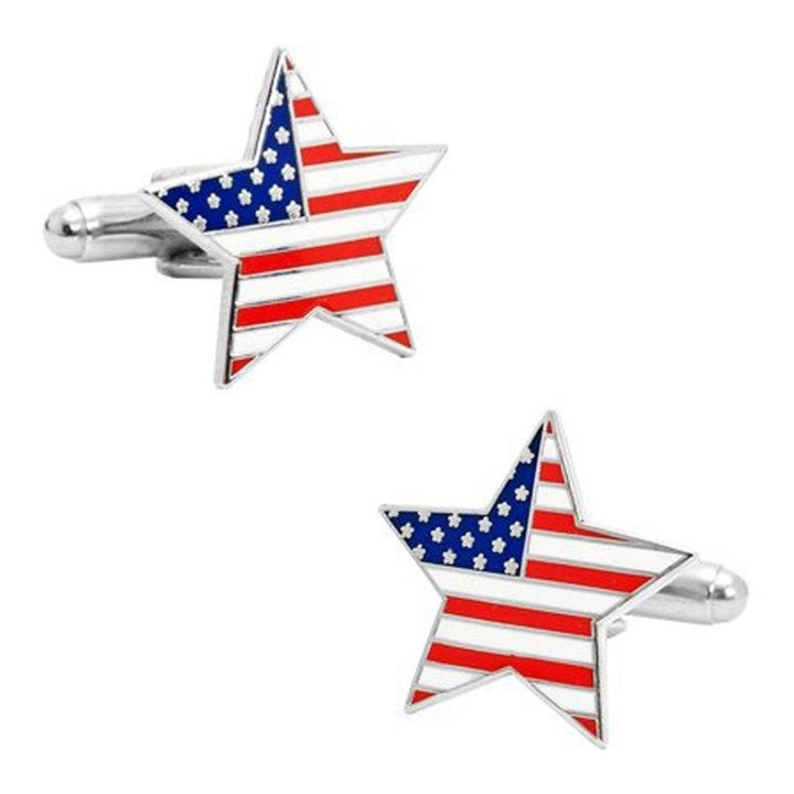 American Flag Star Cufflinks Proud to be an American US Flag Cuff Links Pride 4th of July Independence Image 1