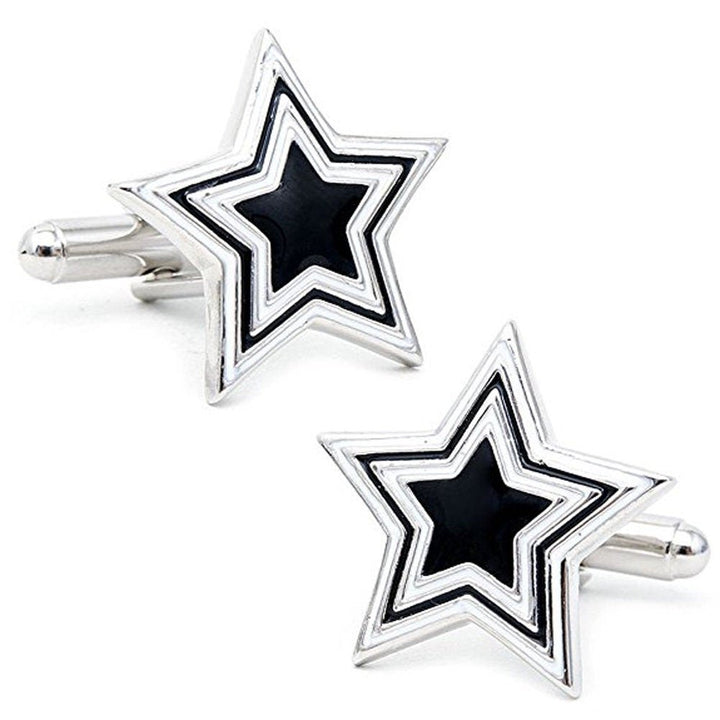 Black and White Star Cufflinks Prismatic Star Cufflinks Cuff Links Comes with Gift Box Image 1