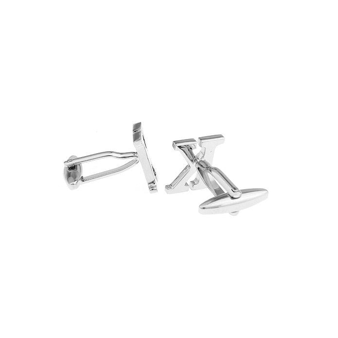 Classic "K" Cufflinks Silver Tone Initial Alaphabet Cut Letters K Cuff Links Groom Father Bride Wedding Anniversary Image 2