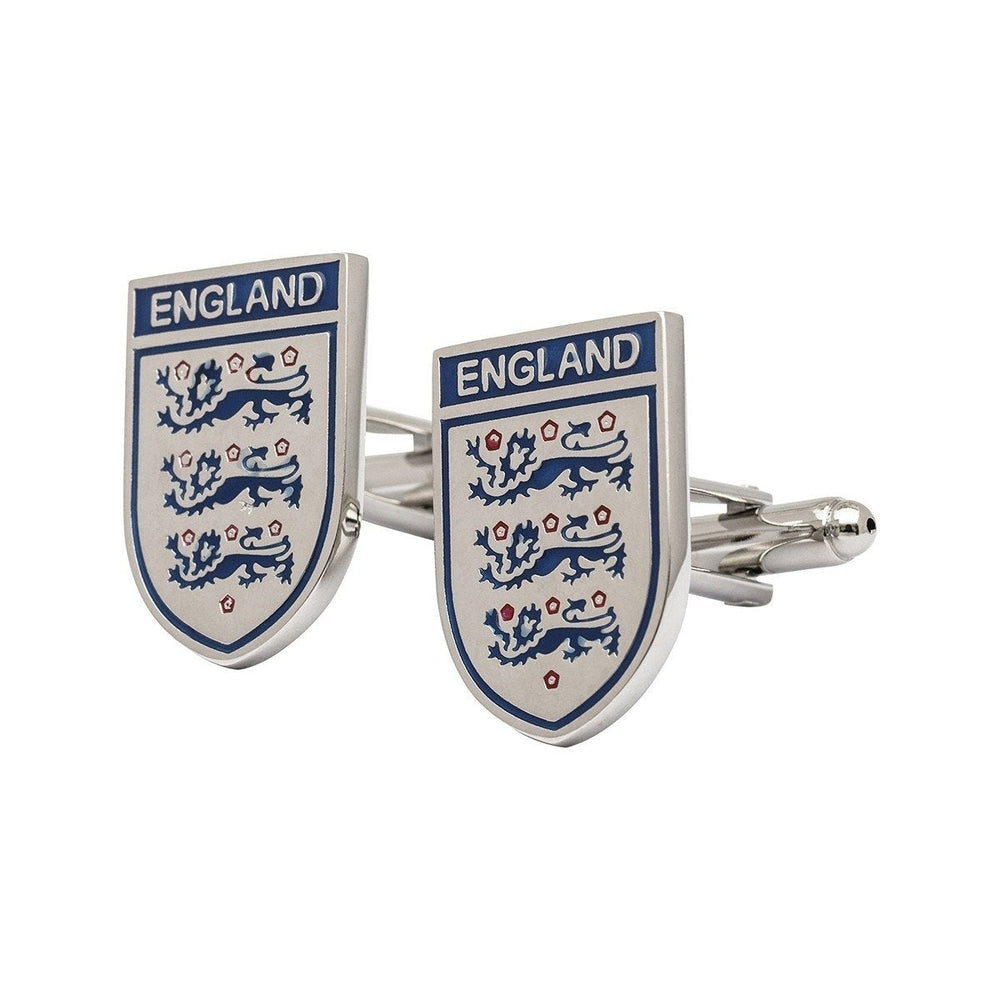 England Shield Cufflinks Silver Blue Football Soccer Cufflinks English Britain Enamel Cuff Links Comes Gift Box British Image 2