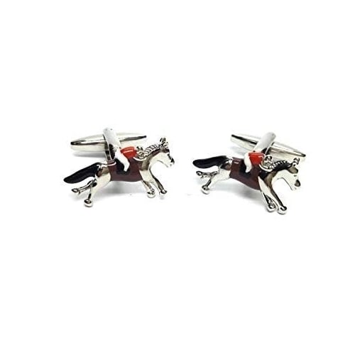 Race Horse with Col Jockey Equestrian Cufflinks Cuff Links Animal Custom Cufflinks Image 1