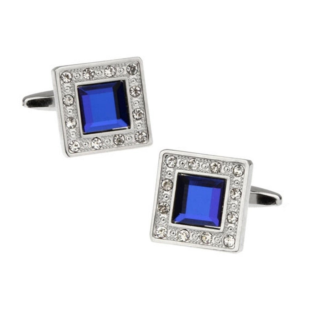 Silver Cufflinks Blue Crystal Cufflinks Cool Guy Gifts Wedding Cufflinks Custom Cufflinks Unique Jewelry Cuff Links mens Image 1