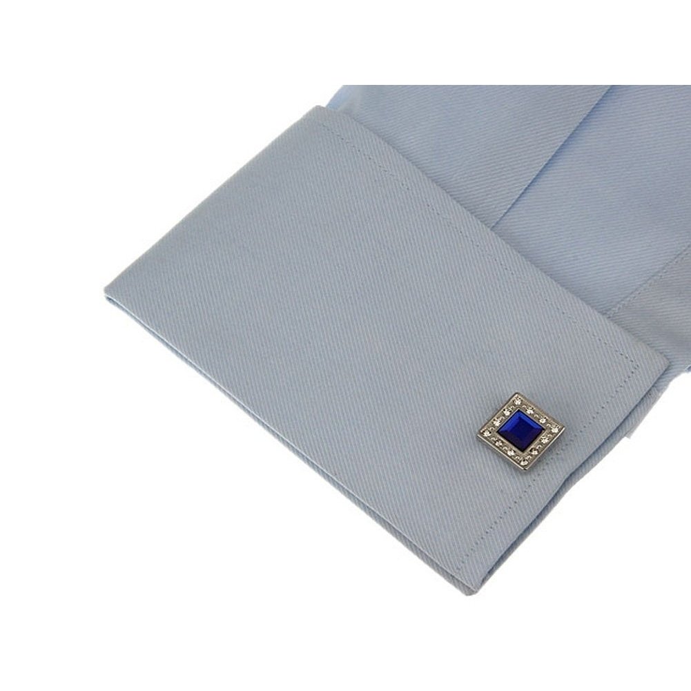 Silver Cufflinks Blue Crystal Cufflinks Cool Guy Gifts Wedding Cufflinks Custom Cufflinks Unique Jewelry Cuff Links mens Image 4