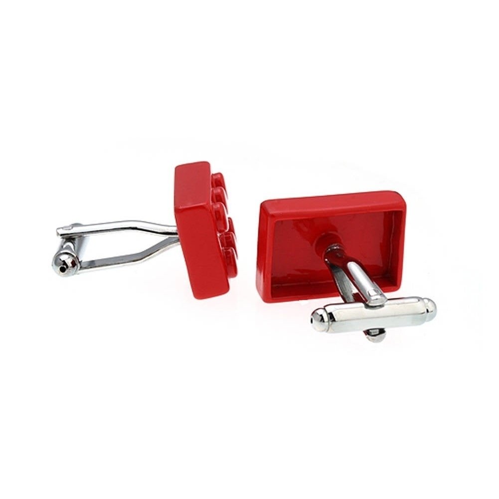 Block King Master Cufflinks Brick Game Piece Red Cuff Links Nerdy Party Master Engineer Comes with Gift Box Image 2