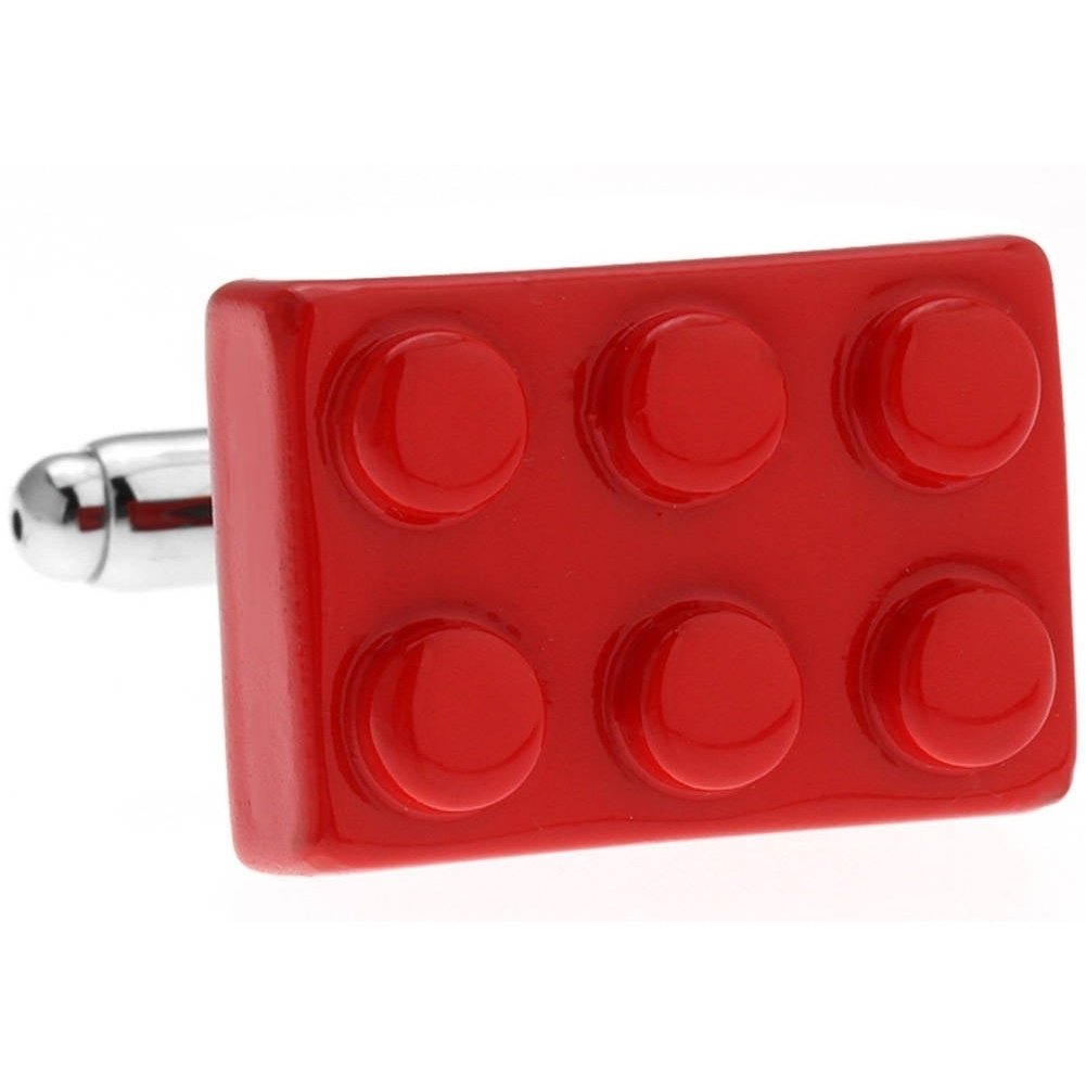 Block King Master Cufflinks Brick Game Piece Red Cuff Links Nerdy Party Master Engineer Comes with Gift Box Image 3