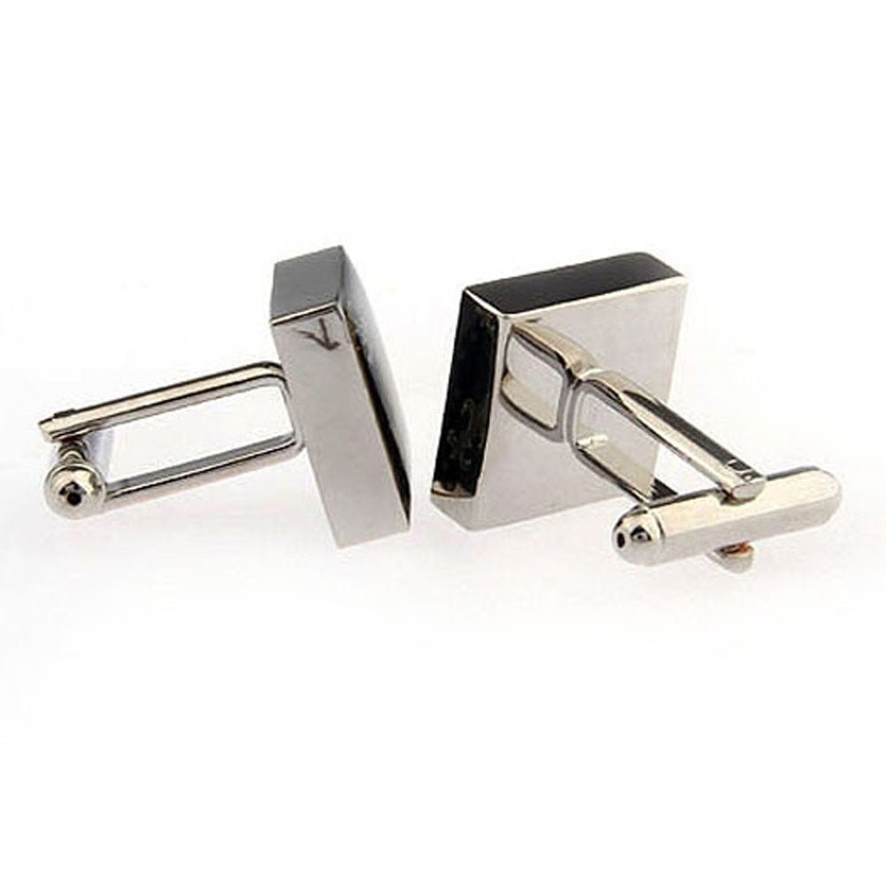 Heavy Antique Black and Silver Square Fleur di Lis Cufflinks Cuffs Links Image 4