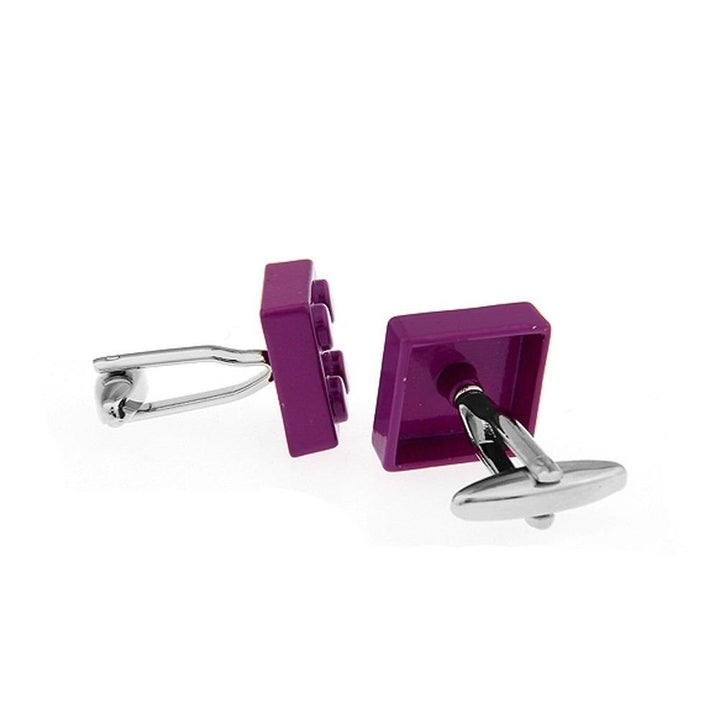 Purple Block Master Cufflinks Magenta Purple Building Brick Block Enamel Fun Game Piece Block Cool Cuff LInks Comes with Image 3