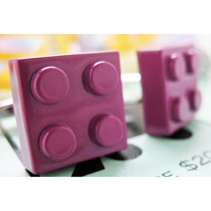 Purple Block Master Cufflinks Magenta Purple Building Brick Block Enamel Fun Game Piece Block Cool Cuff LInks Comes with Image 4