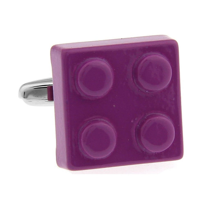 Purple Block Master Cufflinks Magenta Purple Building Brick Block Enamel Fun Game Piece Block Cool Cuff LInks Comes with Image 4