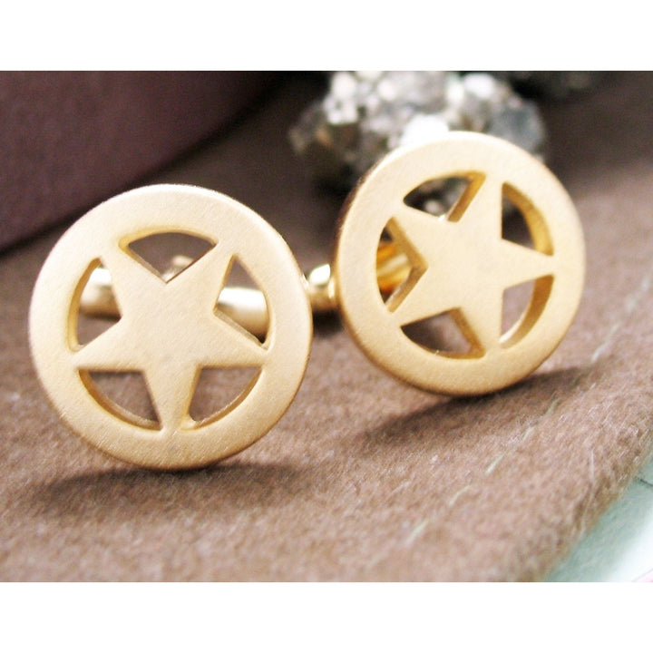 Lone Star Cufflinks Gold Tone Matte Cuff Links Image 1