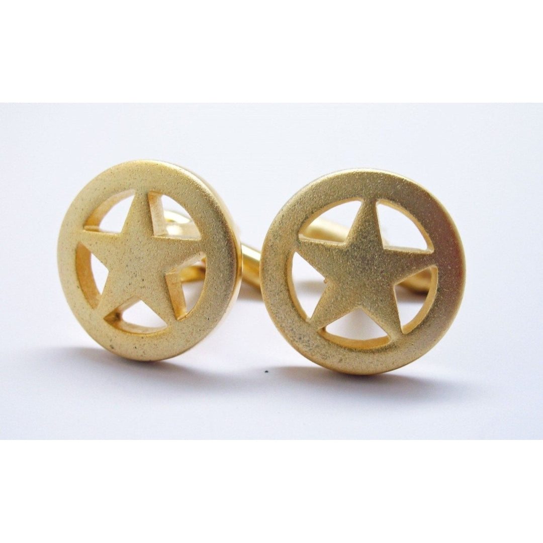 Lone Star Cufflinks Gold Tone Matte Cuff Links Image 2