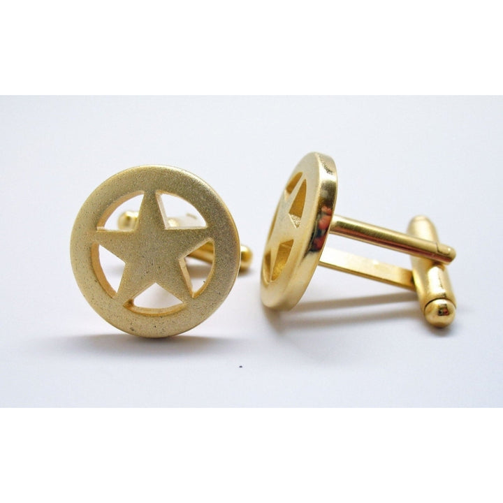 Lone Star Cufflinks Gold Tone Matte Cuff Links Image 3