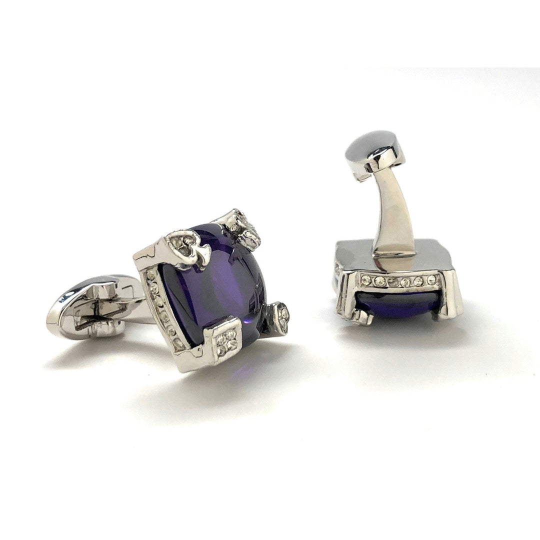 Amethyst Fortune Stone Cufflinks Card Suite Crystals Purple Royal Crown Crystal Trim Gamblers Delight Cuff Links Comes Image 4