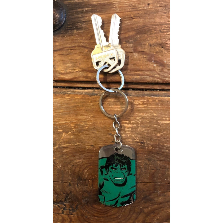 Keychain The Incredible Hulk Dog Tag Marvel Comics Key Ring Hero Dogtag vintage jewelry Image 1