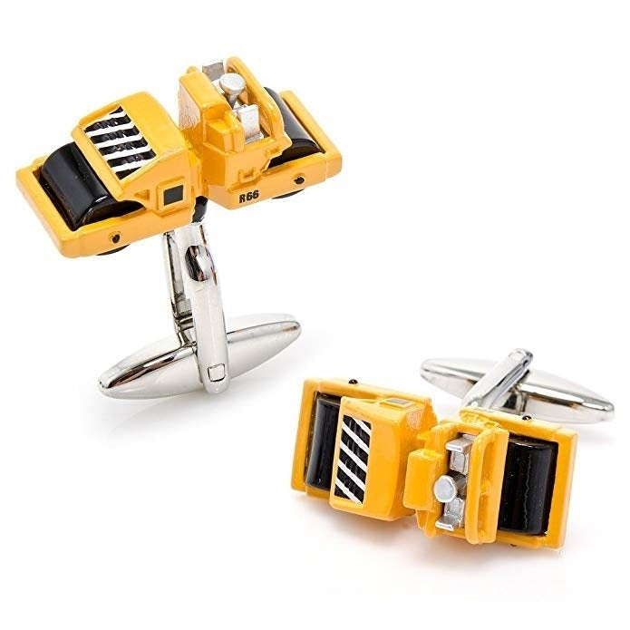 Cunstruction Cufflinks Unique Enamel Steamroller Paver Vehicle Cufflinks Cuff Links Image 1