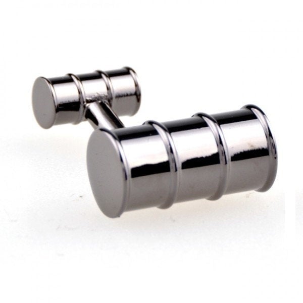 Oil Barrel Company Cufflinks Gunmetal Black Plated Unique Cuff Links Image 1