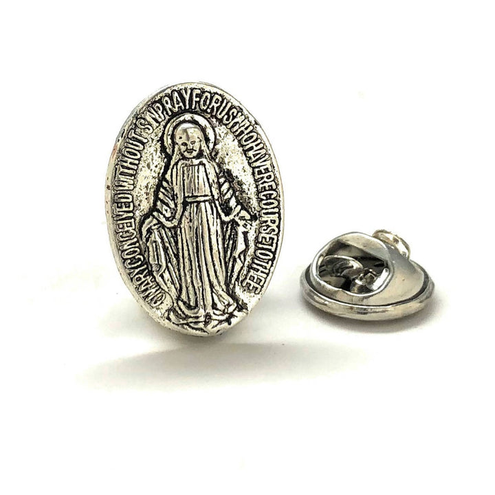 Enamel Pin Holy Mother Mary Lapel Pin Faith Guadalupe Jesus God Virgin Tie Tac Sagrado Coraz n Gemelos Mancuernas Santa Image 1