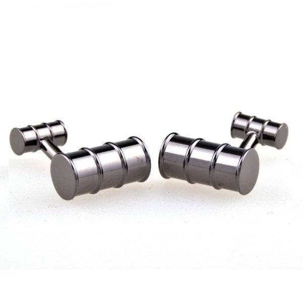 Oil Barrel Company Cufflinks Gunmetal Black Plated Unique Cuff Links Image 3