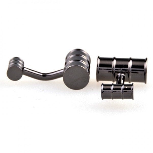 Oil Barrel Company Cufflinks Gunmetal Black Plated Unique Cuff Links Image 4