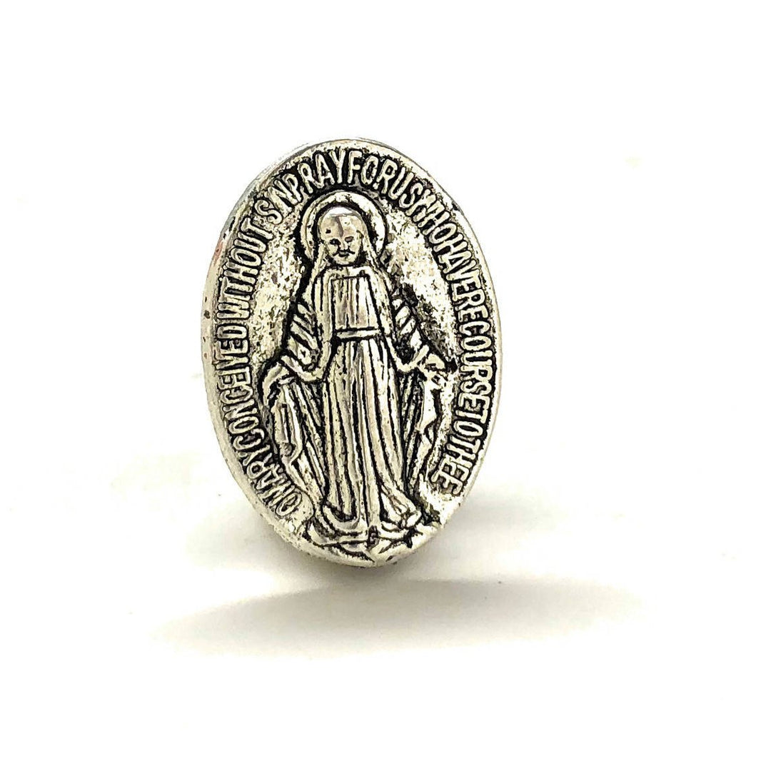 Enamel Pin Holy Mother Mary Lapel Pin Faith Guadalupe Jesus God Virgin Tie Tac Sagrado Coraz n Gemelos Mancuernas Santa Image 2