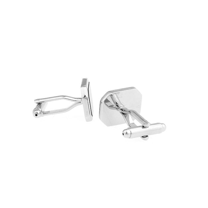 Silver Black Stone Rectangular Classic Cufflinks Cuff Links Image 2