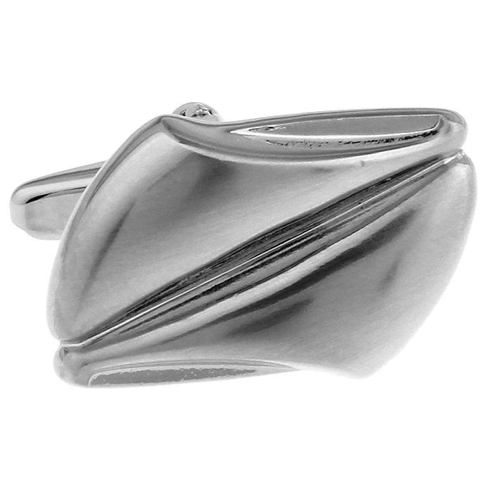 Silver Tiered Cufflinks On the Bias Classic Silver Tone Grooved Pattern Catch the Wave Cuff Links Comes with Gift Box Image 1