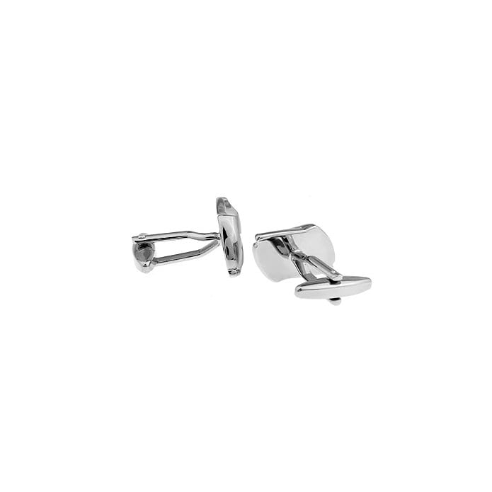 Silver Tiered Cufflinks On the Bias Classic Silver Tone Grooved Pattern Catch the Wave Cuff Links Comes with Gift Box Image 3