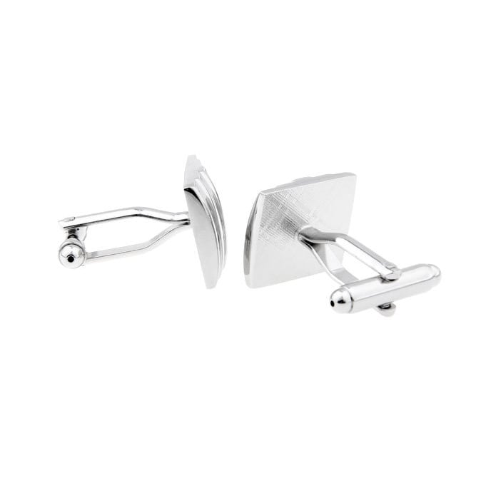 Mens Executive Cufflinks Classic Shiny Silver Repp Level Stripe Rectangle Cuff Links Image 2