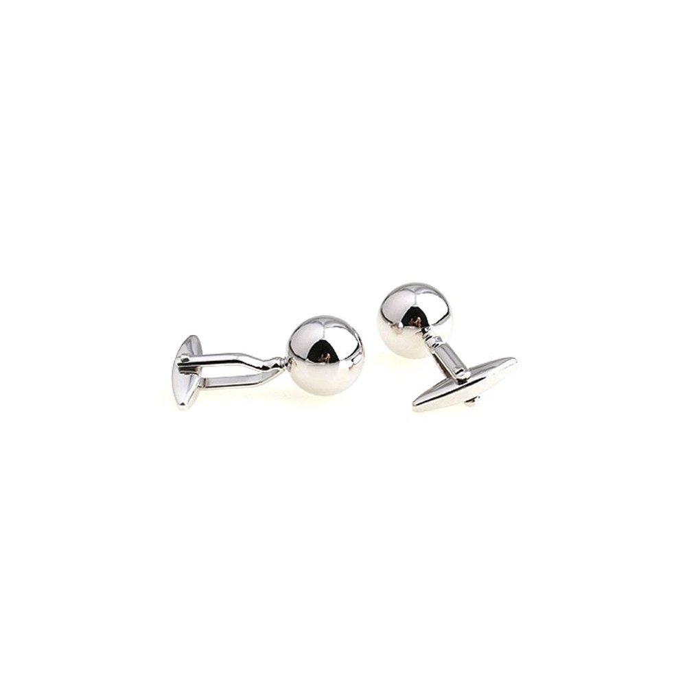 Silver Ball Bullet Post Cufflinks Curved Mirror Ball Highly Detailed 3D Design Unique Cool Cuff Links Comes with Gift Image 3