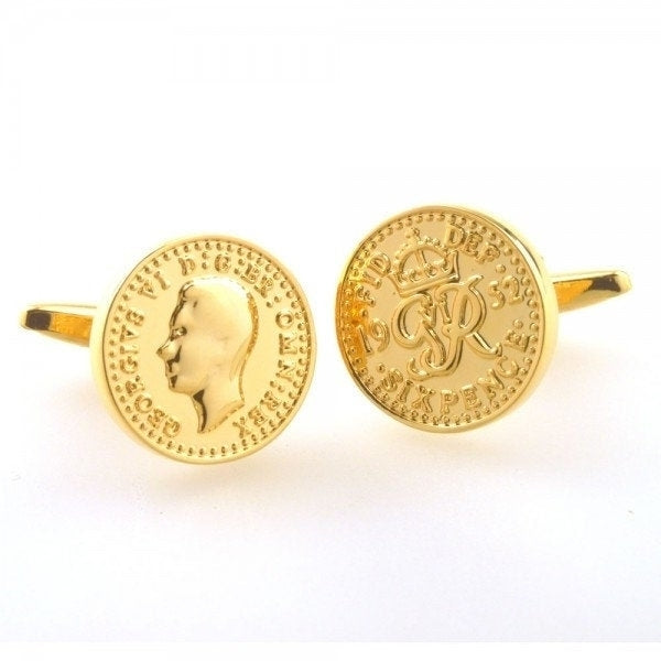 Birth Year Birth Year Gold Plated Coins Financial Rich British Pence Replica Cufflinks Cuff Links Image 2