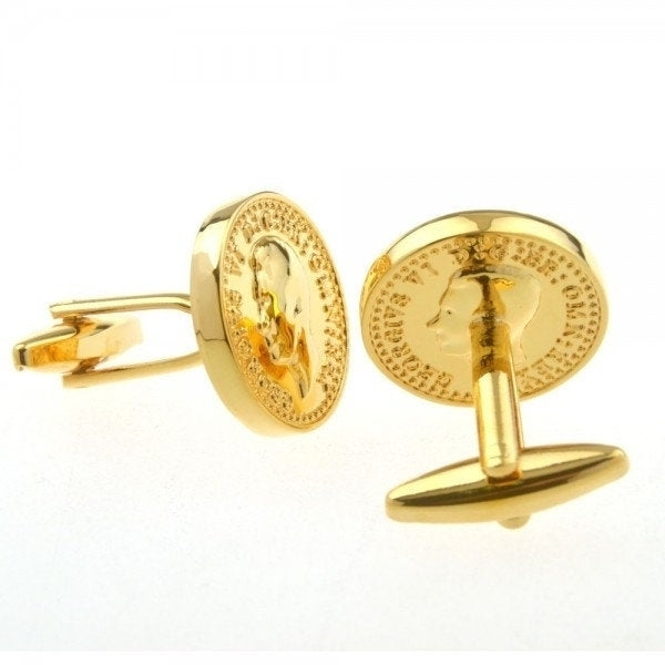 Birth Year Birth Year Gold Plated Coins Financial Rich British Pence Replica Cufflinks Cuff Links Image 3
