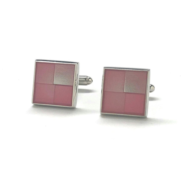 Shades of Pink Squares Cufflinks Square Design Silver Tones Power Classy Cuff Links Fun Cool Wedding Cuff Links Comes Image 4