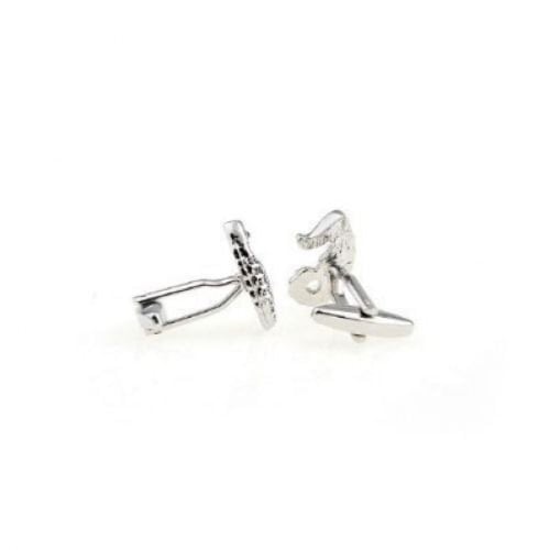 Sea Horse Cufflinks Silver Tone Bright Crystals Seahorse Cuff Links Image 2