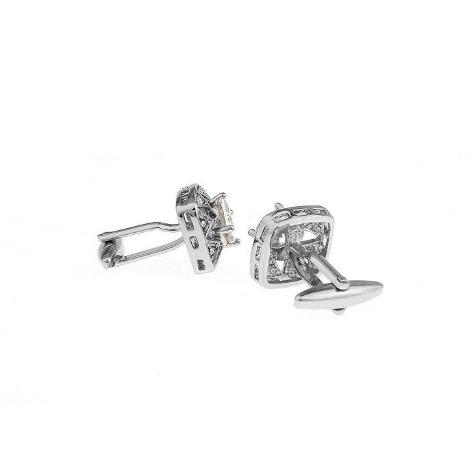 Silver Stars Cufflinks Light Point White Clear Crystal Cufflinks Cuff Links Image 2