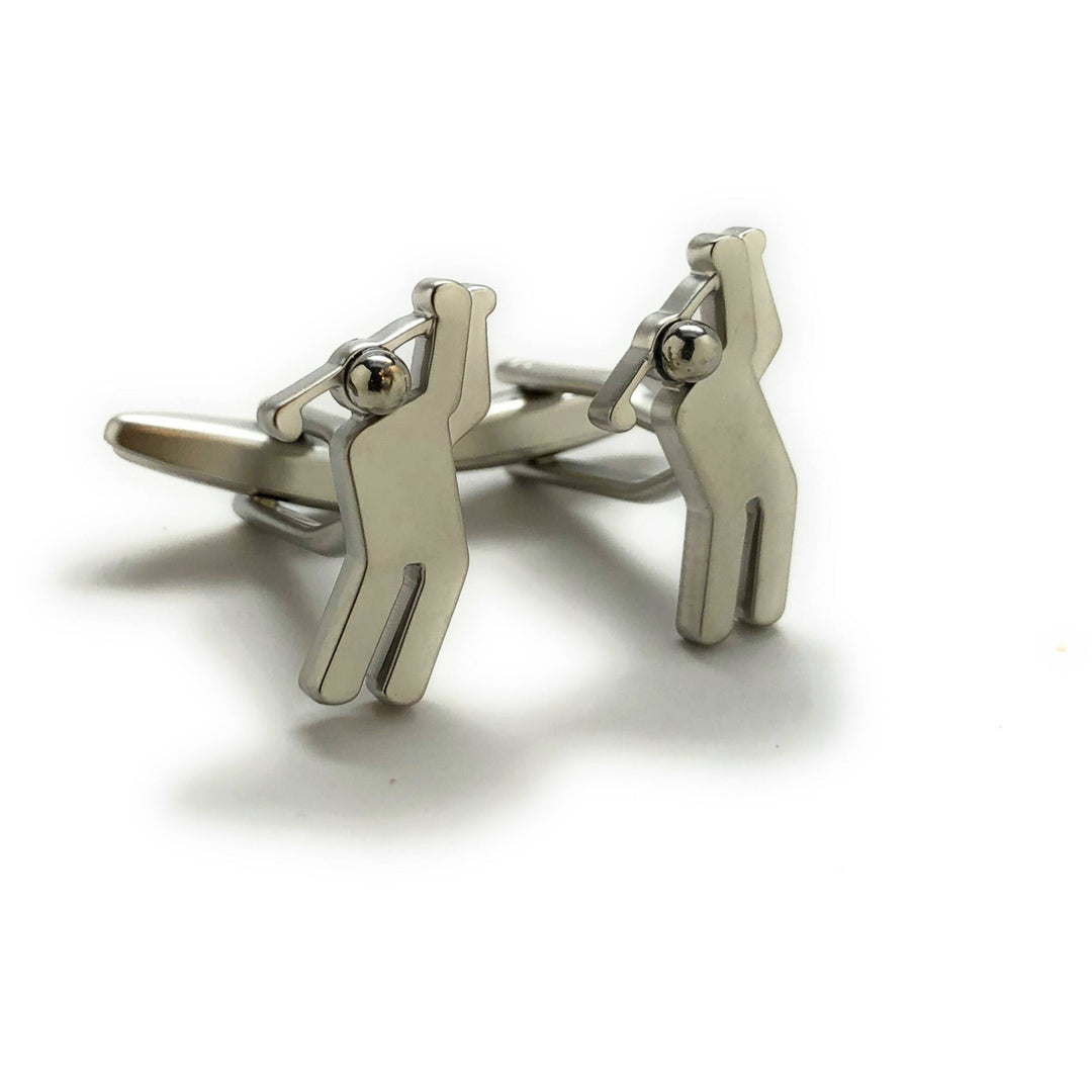 Brushed Cufflinks Silver Modern Man Golf Golfer Cuff Links Comes with Gift Box Image 4