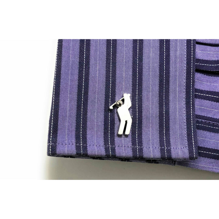 Brushed Cufflinks Silver Modern Man Golf Golfer Cuff Links Comes with Gift Box Image 4